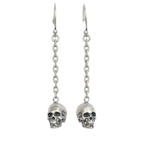 925 Sterling Silver Hel Skull Earrings
