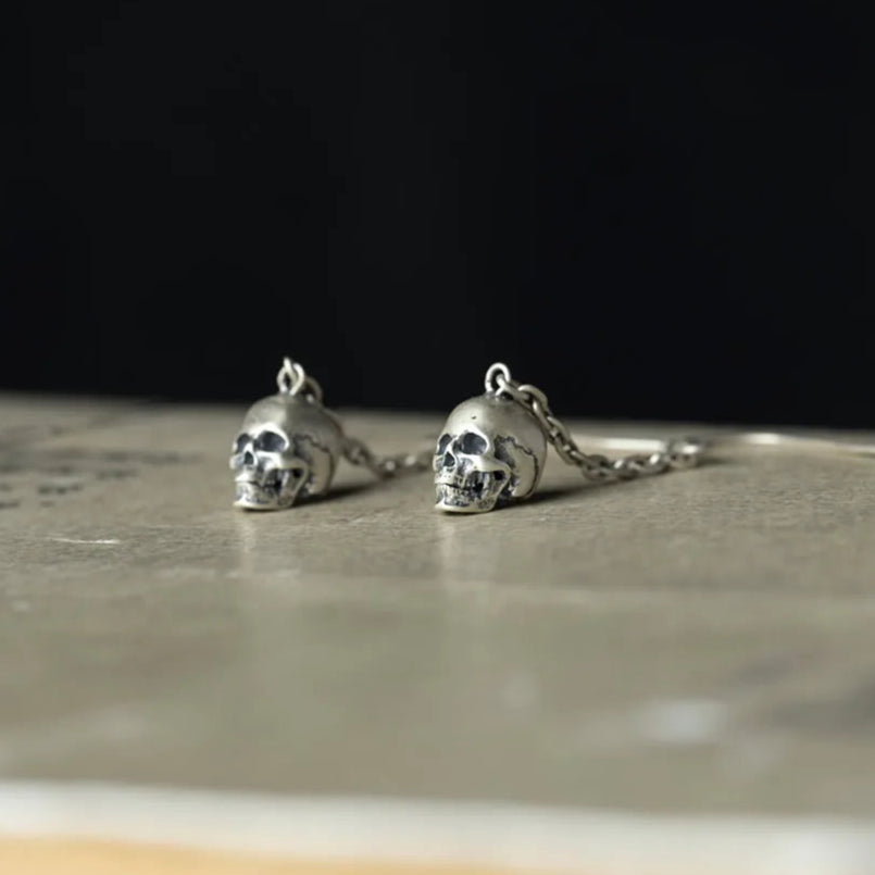 925 Sterling Silver Hel Skull Earrings