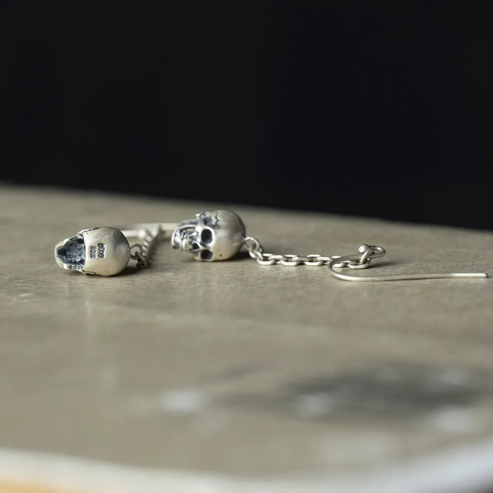 925 Sterling Silver Hel Skull Earrings
