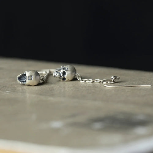925 Sterling Silver Hel Skull Earrings