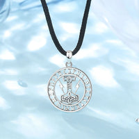 Mjolnir Encircled in Runes 925 Sterling Silver Necklace