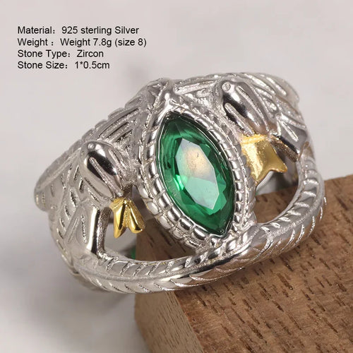 Alfheim Kingdom Aragorn Ring of Barahir in 925 Sterling Silver and Zircon Stones