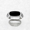 Balder Fell 925 Sterling Silver Signet Ring With Natural Onyx Stone