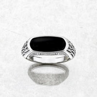 Balder Fell 925 Sterling Silver Signet Ring With Natural Onyx Stone