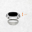 Balder Fell 925 Sterling Silver Signet Ring With Natural Onyx Stone