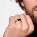 Balder Fell 925 Sterling Silver Signet Ring With Natural Onyx Stone