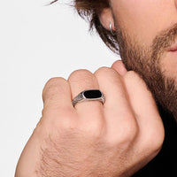 Balder Fell 925 Sterling Silver Signet Ring With Natural Onyx Stone