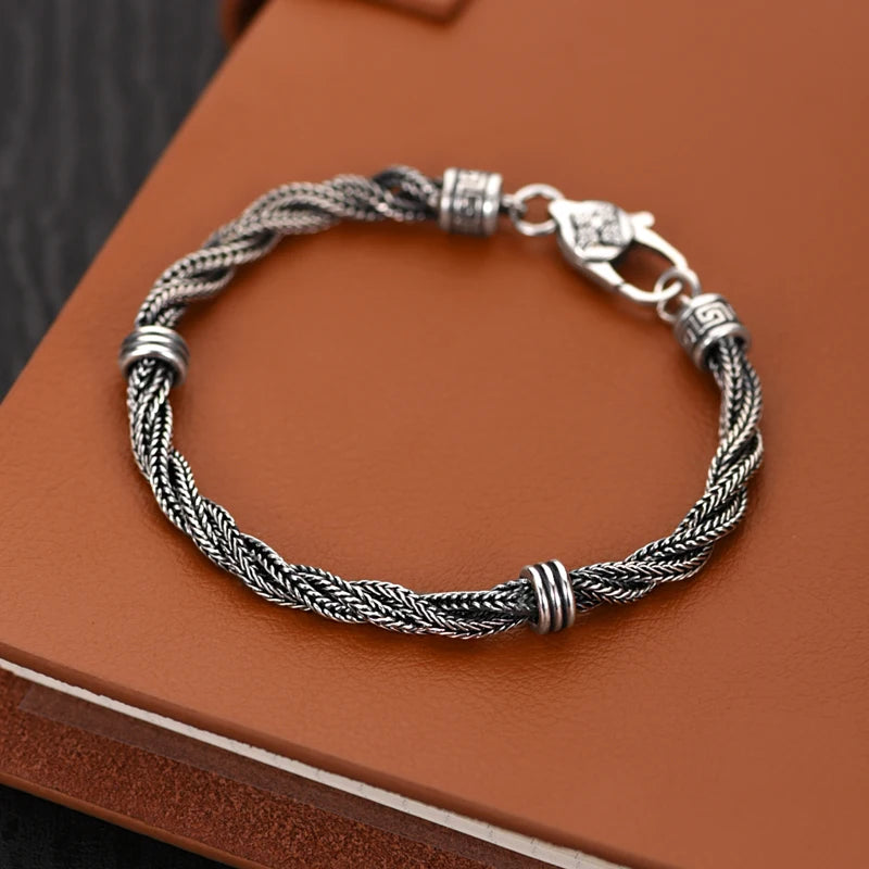 Binding of Fenrir Gleipnir Braided 925 Silver Bracelet