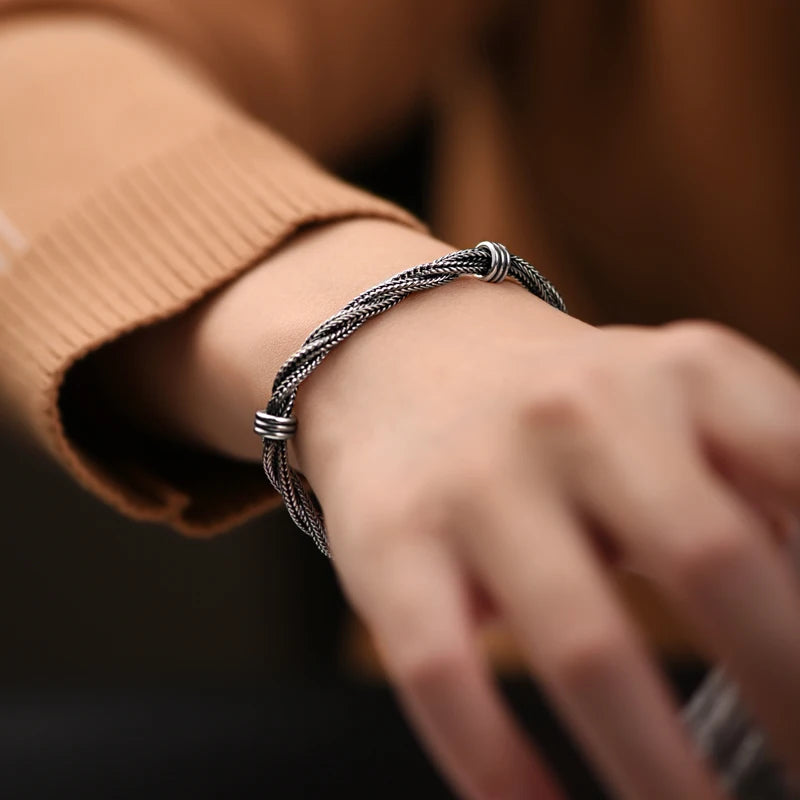Binding of Fenrir Gleipnir Braided 925 Silver Bracelet