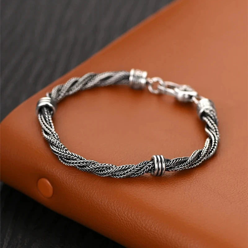 Binding of Fenrir Gleipnir Braided 925 Silver Bracelet