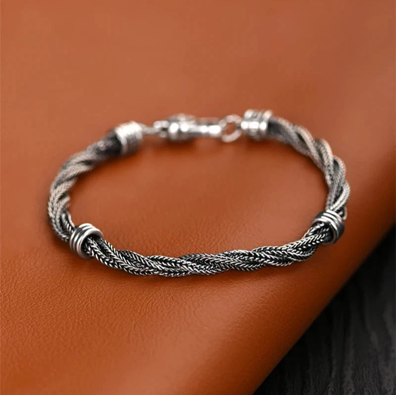 Binding of Fenrir Gleipnir Braided 925 Silver Bracelet
