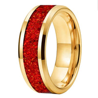 Blood of Heroes Tungsten Carbide Ring with Red Opal