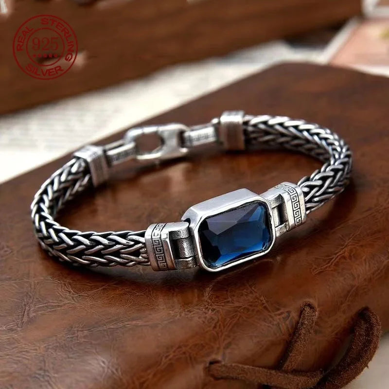 Blue Eye of Odin Silver Plated Copper Bracelet