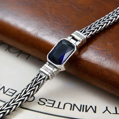 Blue Eye of Odin Silver Plated Copper Bracelet