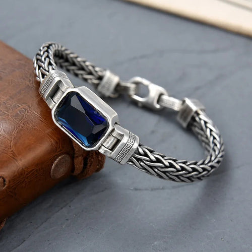 Blue Eye of Odin Silver Plated Copper Bracelet