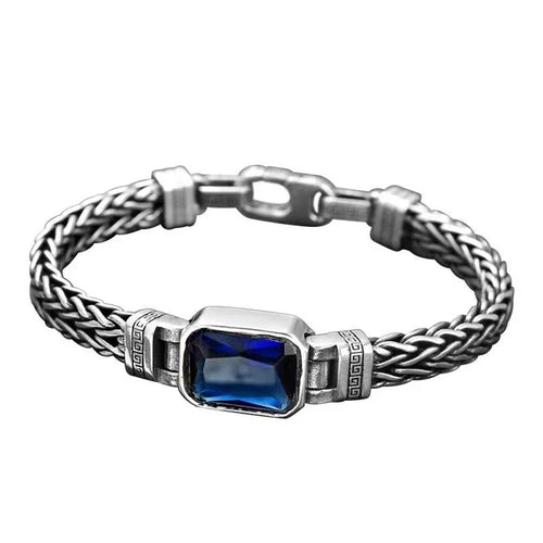 Blue Eye of Odin Silver Plated Copper Bracelet