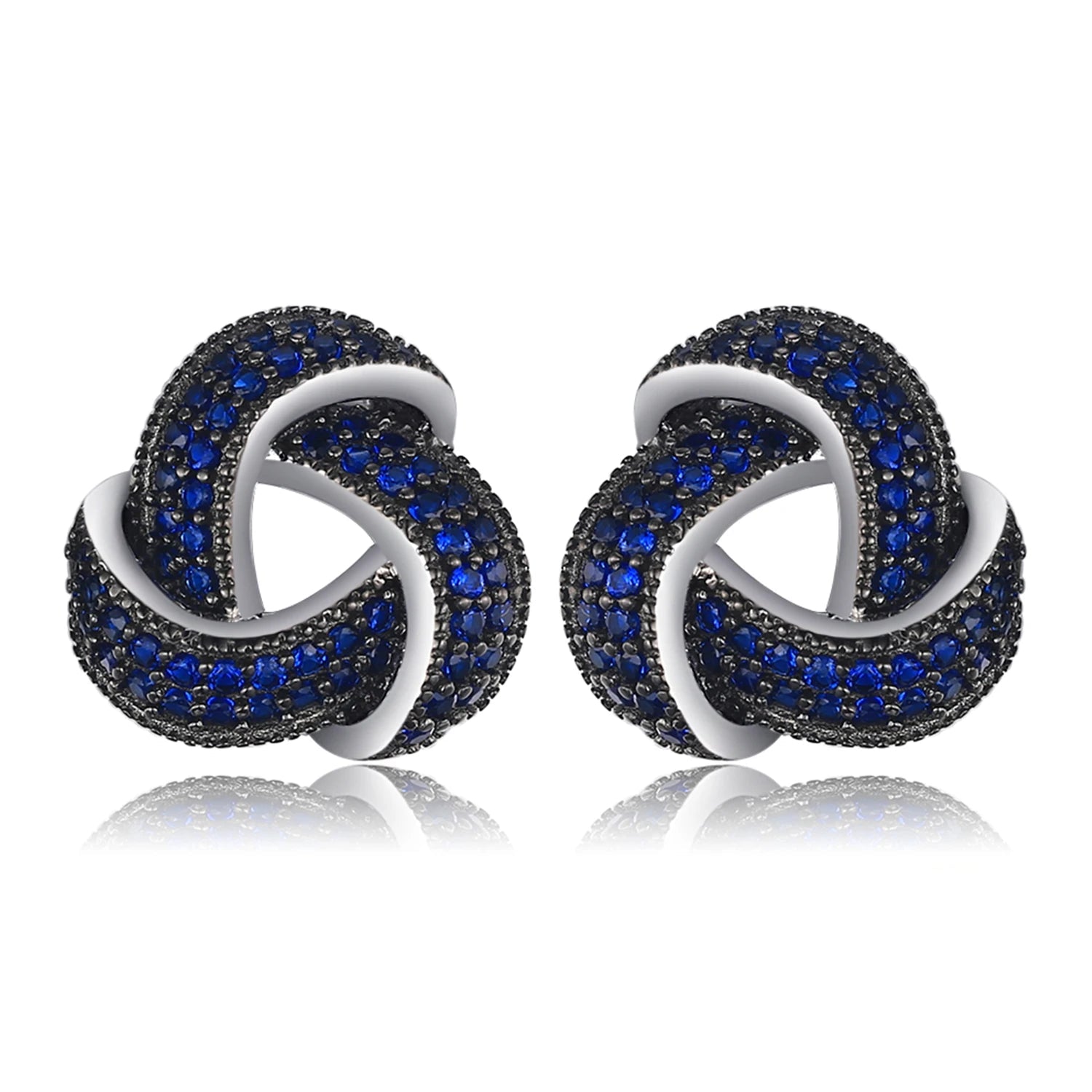 Blue Triskele the Triple Horn of Odin 925 Sterling Silver Earrings