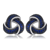 Blue Triskele the Triple Horn of Odin 925 Sterling Silver Earrings