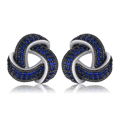 Blue Triskele the Triple Horn of Odin 925 Sterling Silver Earrings