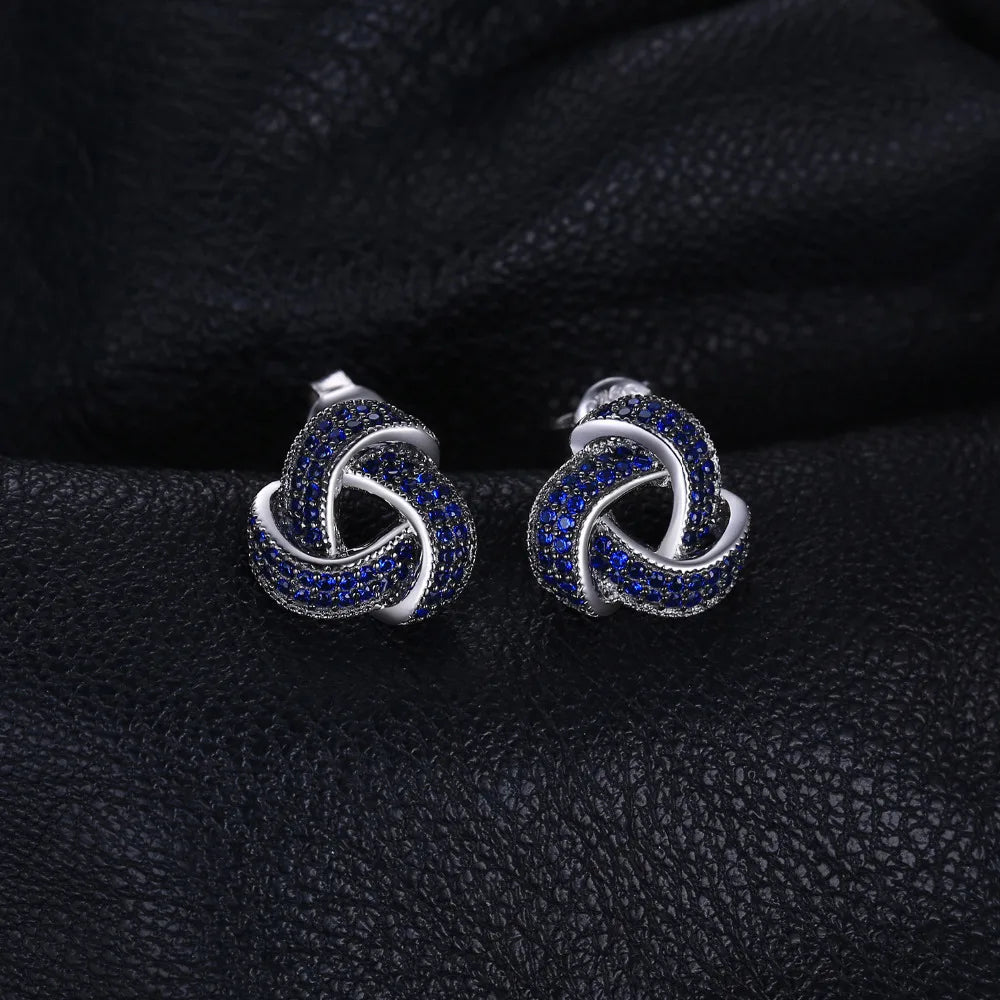 Blue Triskele the Triple Horn of Odin 925 Sterling Silver Earrings