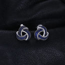 Blue Triskele the Triple Horn of Odin 925 Sterling Silver Earrings