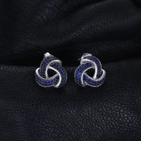 Blue Triskele the Triple Horn of Odin 925 Sterling Silver Earrings