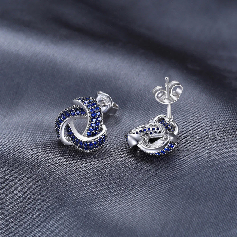 Blue Triskele the Triple Horn of Odin 925 Sterling Silver Earrings
