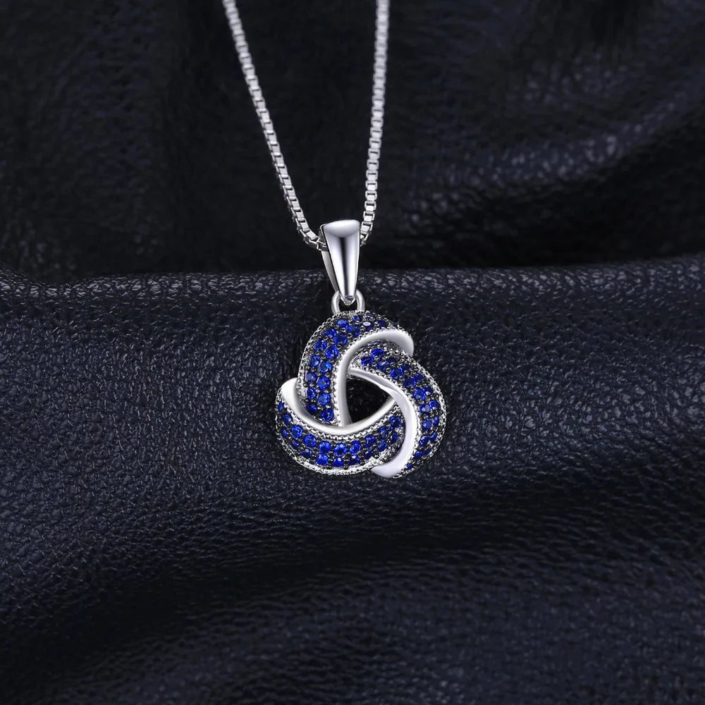 Blue Triskele the Triple Horn of Odin 925 Sterling Silver Necklace
