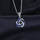 Blue Triskele the Triple Horn of Odin 925 Sterling Silver Necklace