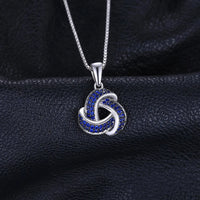 Blue Triskele the Triple Horn of Odin 925 Sterling Silver Necklace