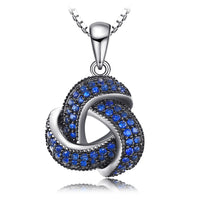Blue Triskele the Triple Horn of Odin 925 Sterling Silver Necklace