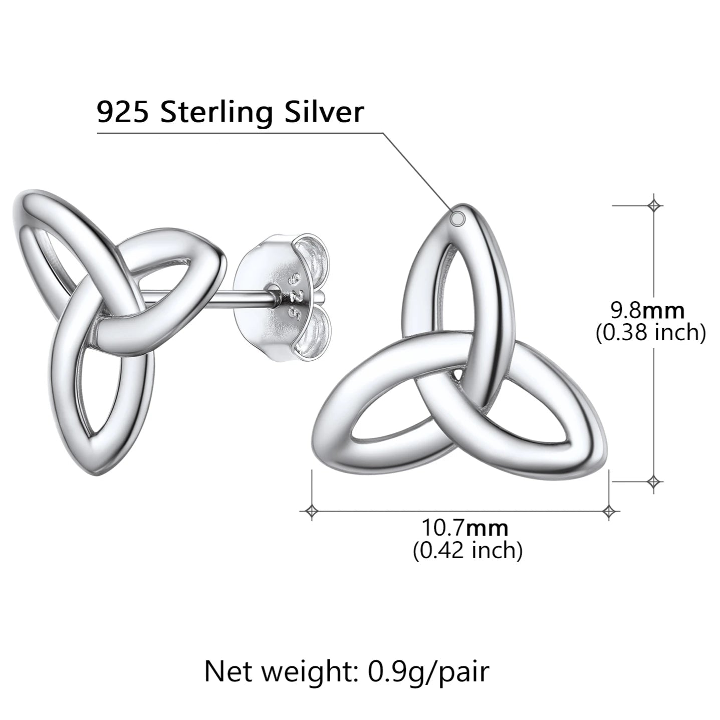 Celtic Knot Triquetra 925 Sterling Silver Earrings