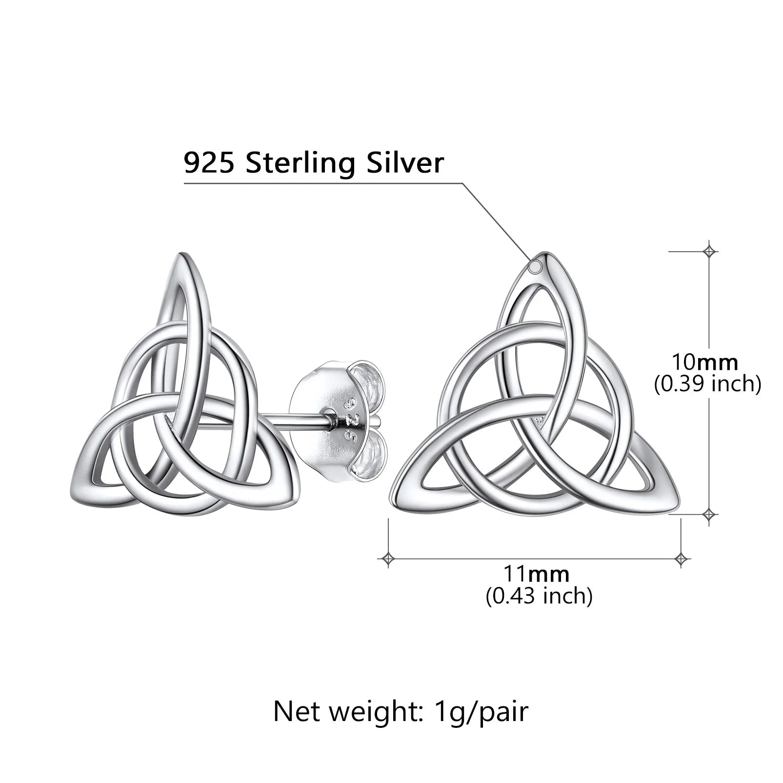 Celtic Knot Triquetra 925 Sterling Silver Earrings