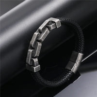 Chains of Duty Genuine Leather and Steel Bracelet