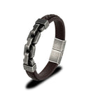 Chains of Duty Genuine Leather and Steel Bracelet