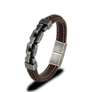 Chains of Duty Genuine Leather and Steel Bracelet
