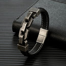 Chains of Duty Genuine Leather and Steel Bracelet