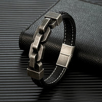 Chains of Duty Genuine Leather and Steel Bracelet