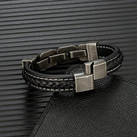 Chains of Duty Genuine Leather and Steel Bracelet