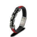 Chains of Duty Genuine Leather and Steel Bracelet