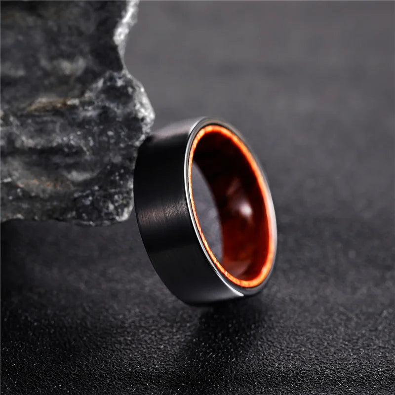 Chosen for Valhalla Tungsten Carbide and Sandalwood Black Ring