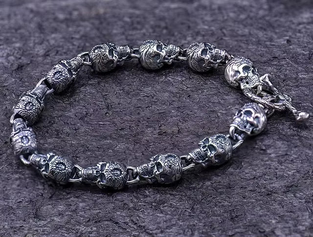 Domains of Hel Skull Bracelet in 925 Sterling Silver