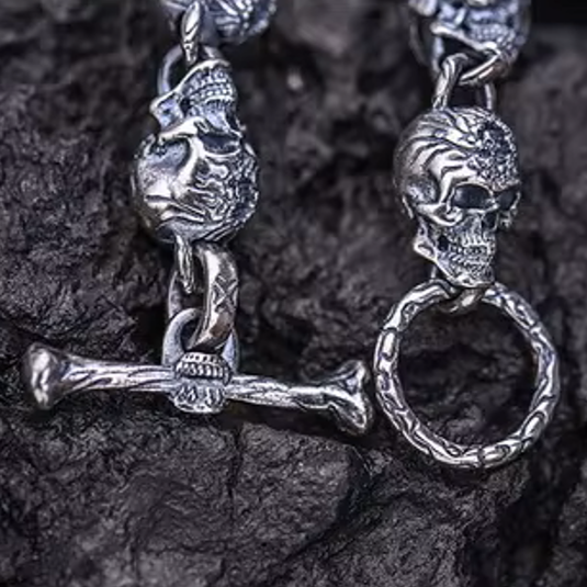 Domains of Hel Skull Bracelet in 925 Sterling Silver
