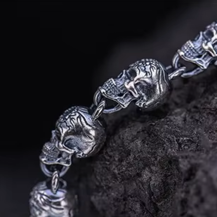 Domains of Hel Skull Bracelet in 925 Sterling Silver