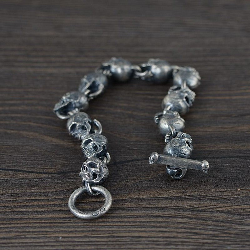 Domains of Hel Skull Bracelet in 925 Sterling Silver