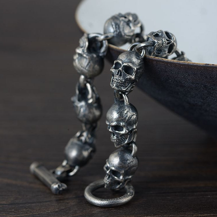 Domains of Hel Skull Bracelet in 925 Sterling Silver