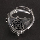 Dragon Claw of Fafnir 925 Sterling Silver Adjustable Ring with a Natural Black Agate