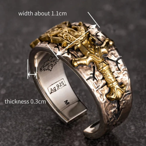 Dragonslayer  925 Sterling Silver Adjustable Ring