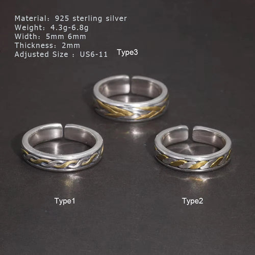 Draupnir 925 Sterling Silver Adjustable Ring