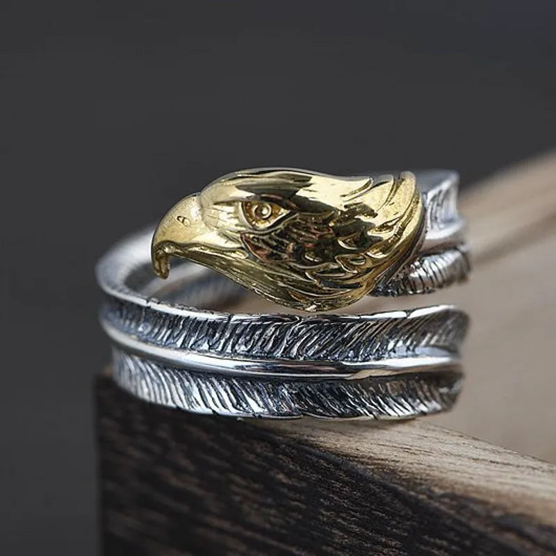 Feather of the Norse Hawk Veðrfölnir  925 Sterling Silver Ring
